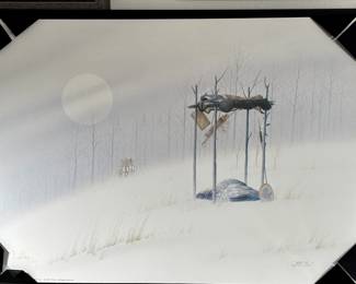 The Past Remembered by Cherokee artist,Donald Vann. Limited Edition Lithograph, Signed and Numbered, 3/1800. Unframed.