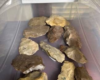 Stone tools used for butchering, scrapers, hunting, hand axes, and knives.