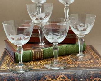 Scully & Scully Queen Lace Cordial Glasses From Germany. Copper-Wheel engraving takes more than 24 hour to complete.