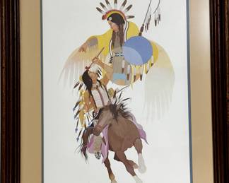 Gift of Peace by Cherokee artist,Donald Vann. Limited Edition Lithograph, Signed and Numbered, 724/950. Framed.