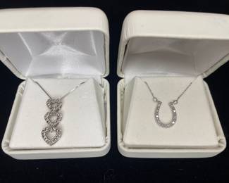 14k & 10k white gold diamond necklaces