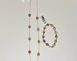 10k gold and enamel ladybug necklace and bracelet