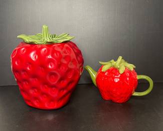 Strawberry cookie jar & teapot