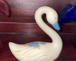 Fenton satin handpainted swan