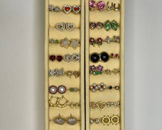 14k gold earrings with diamond and natural gemstones