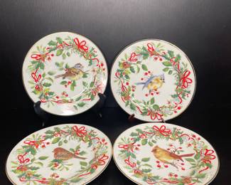 Andrea by Sadek Winter Birds & Wreath plates vtg