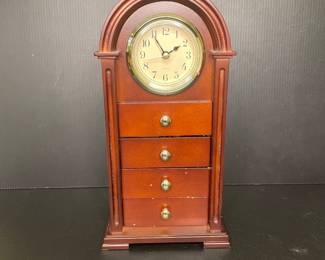 Wood clock jewelry box