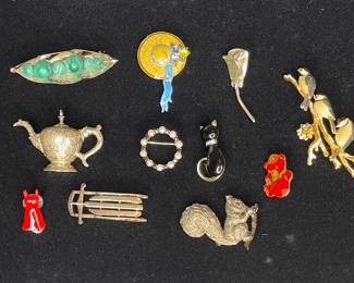 Vintage brooches includes 925 Sterling silver