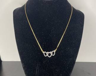 14k gold & diamond heart necklace