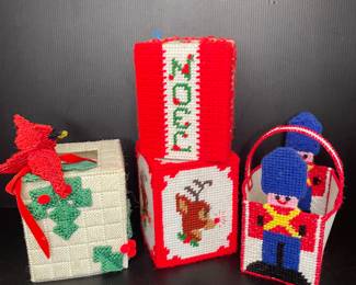 Needlepoint tissue covers vintage