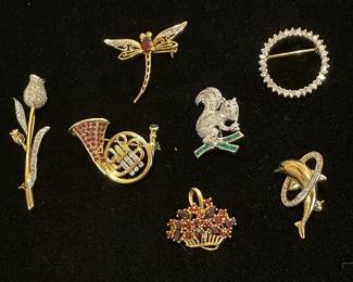 14k gold & diamond brooches