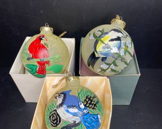 Handpainted glass bird ornaments
