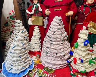Handmade crochet trees with lights