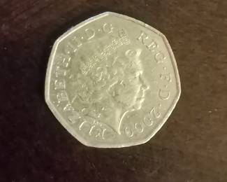 British fifty pence coin