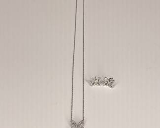 14k white gold butterfly earrings and necklace