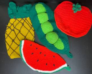 Handmade crochet potholders vtg