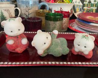 Fenton vintage Christmas sugar pajama bears