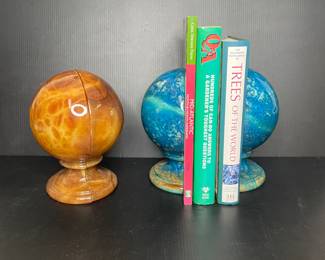 Italian Alabaster globe bookends