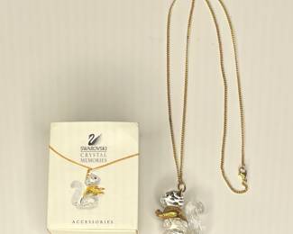 Swarovski crystal squirrel pendant necklace