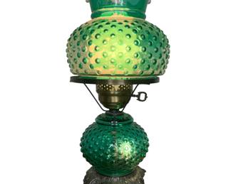 Vtg. green Hobnail fairy lamp