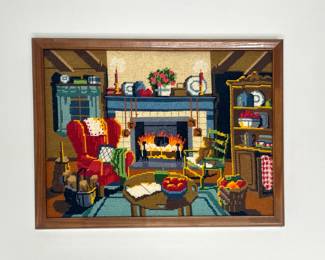 Vintage framed needlepoint