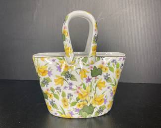 Floral ceramic purse vase