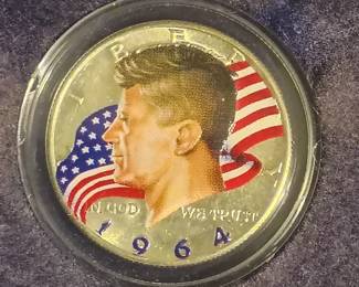 John F. Kennedy full color 1964 half dollar