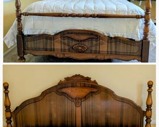 Antique Wood Double Bed Frame