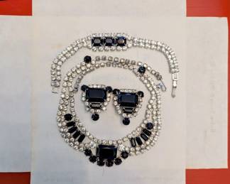 Clear and black set; necklace, earrings and bracelet