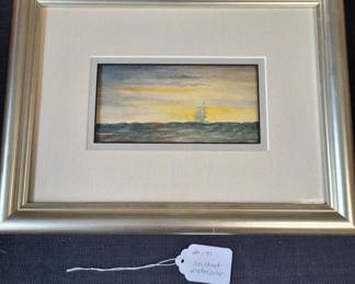 Framed Watercolor of Sailboat