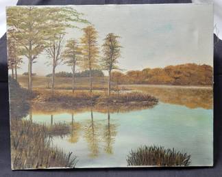Oil Painting of Country River Scene