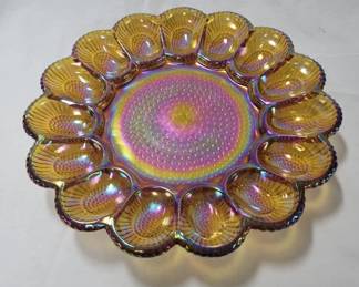 Carnival Glass Egg Plate