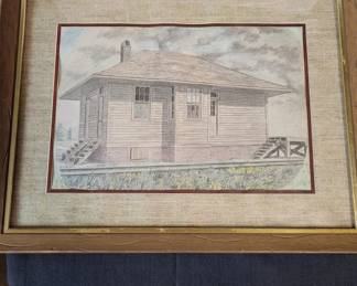 Framed Railroad Station Picture