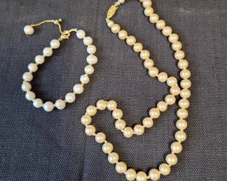 Pearl Necklace and Bracelet