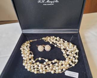 Fine Pearl Necklace and Earrings