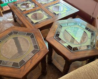 Coffee table and two end tables. $125