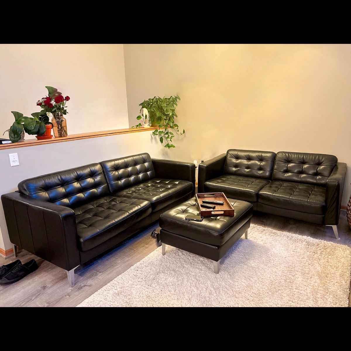 Leather Sofa set with ottoman