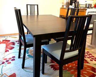 Solid wood table (with leaf) and 4 chairs