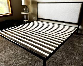 King-size platform bed with headboard