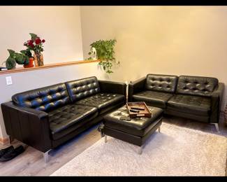 Leather Sofa set with ottoman