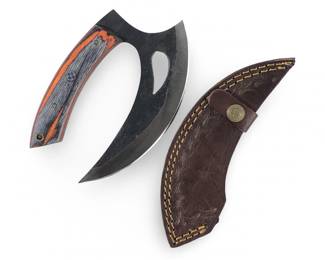 Custom Made Hand Forged Ulu Knife W/Sheath