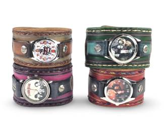 (4) Rockstar Leatherworks Custom Cuff Watches