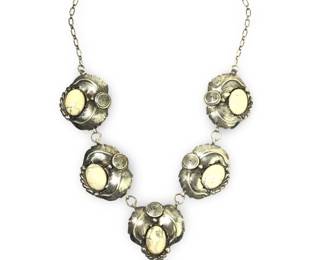 J. Lee Navajo Sterling White Buffalo Stone