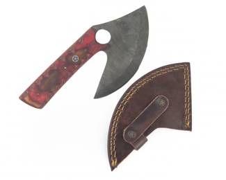 Custom Genuine Damascus Ulu Knife W/Sheath