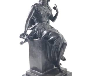 Signed Chiparus Bronze Seated Woman Sculpture