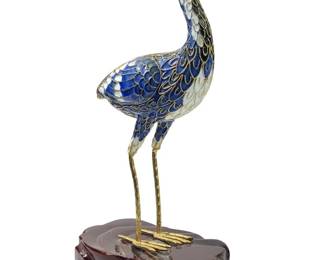 Chinese Cloisonné Inlaid Enamel Crane Figure