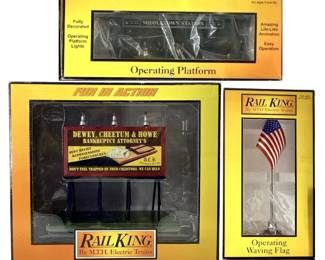 3pc MTH RailKing Platform, Billboard & Flag Set