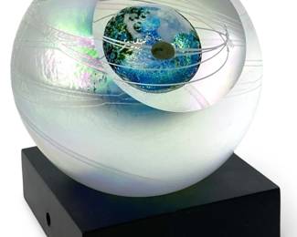 Glass Eye Studio Signed Lunar Orbit Paperweight