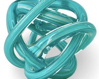 Teal Twisted Glass Knot Art Sculpture