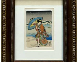 Vintage Utagawa Kunisada Geisha Woodblock